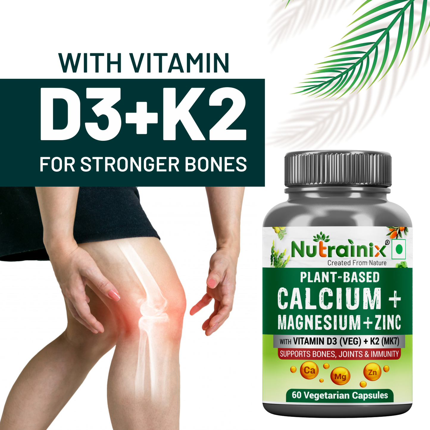 Plant-Based Calcium Magnesium Zinc with D3+K2