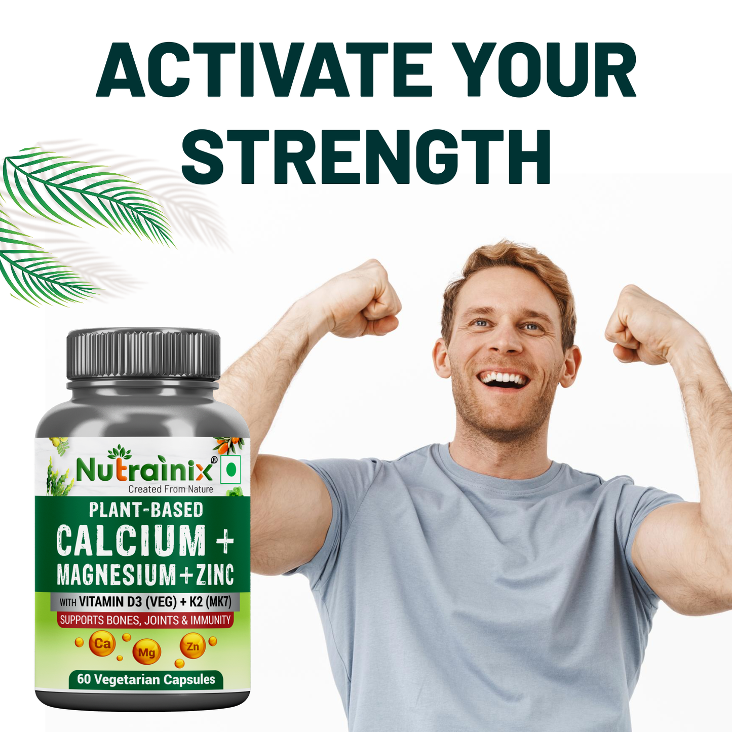 Plant-Based Calcium Magnesium Zinc with D3+K2