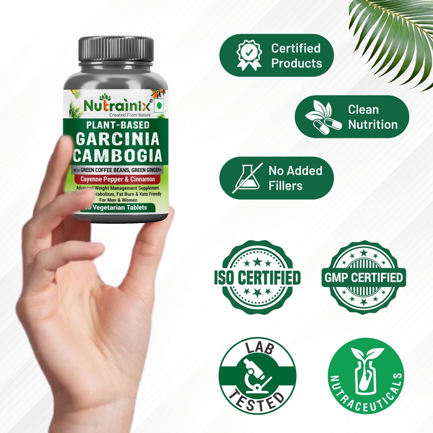 Nutrainix Plant-Based Garcinia Cambogia - 60 Vegetarian Tablets
