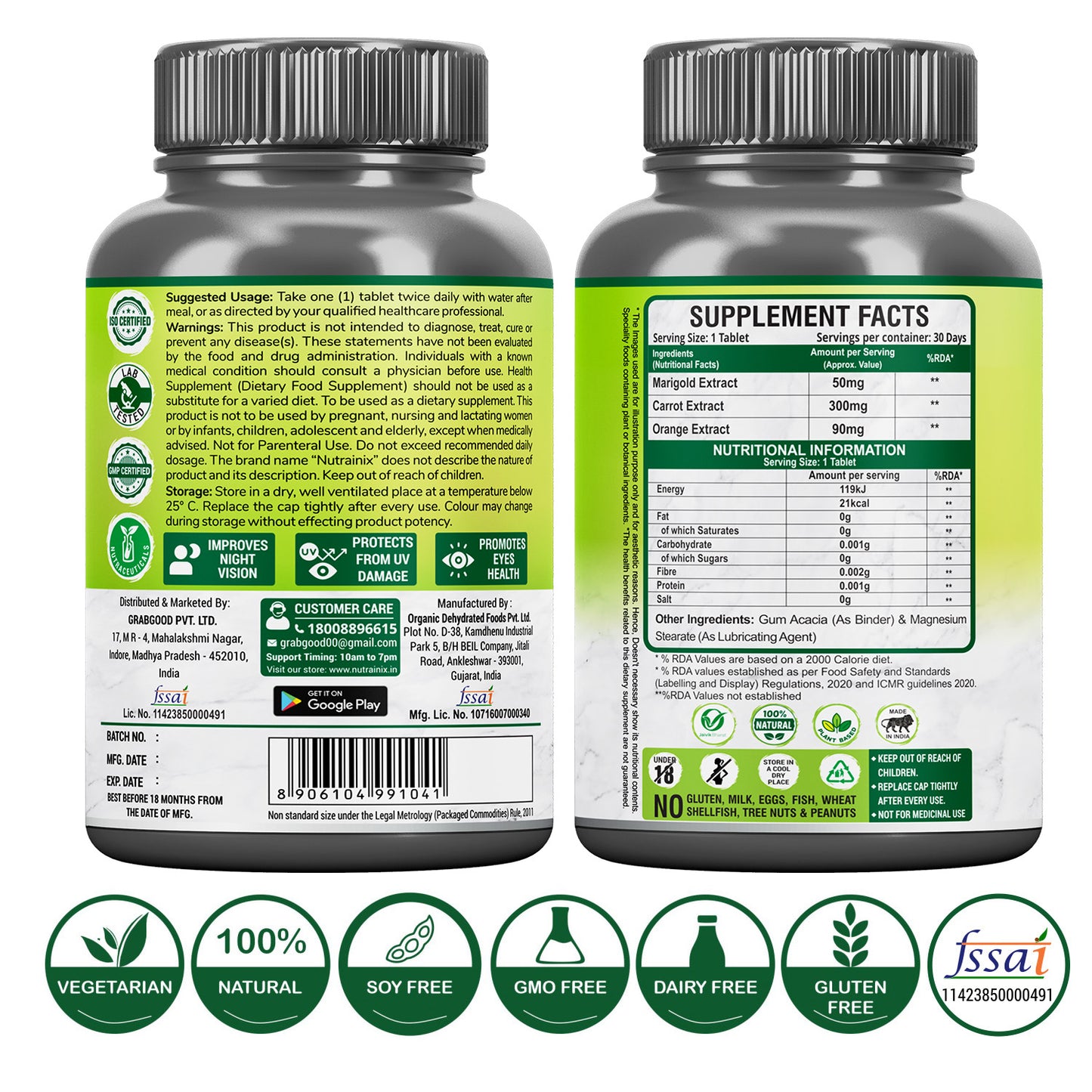 Nutrainix Plant-Based Vision Care - 60 Vegetarian Capsules