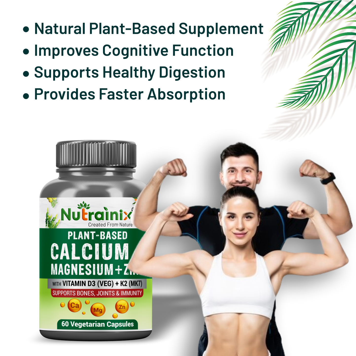 Plant-Based Calcium Magnesium Zinc with D3+K2