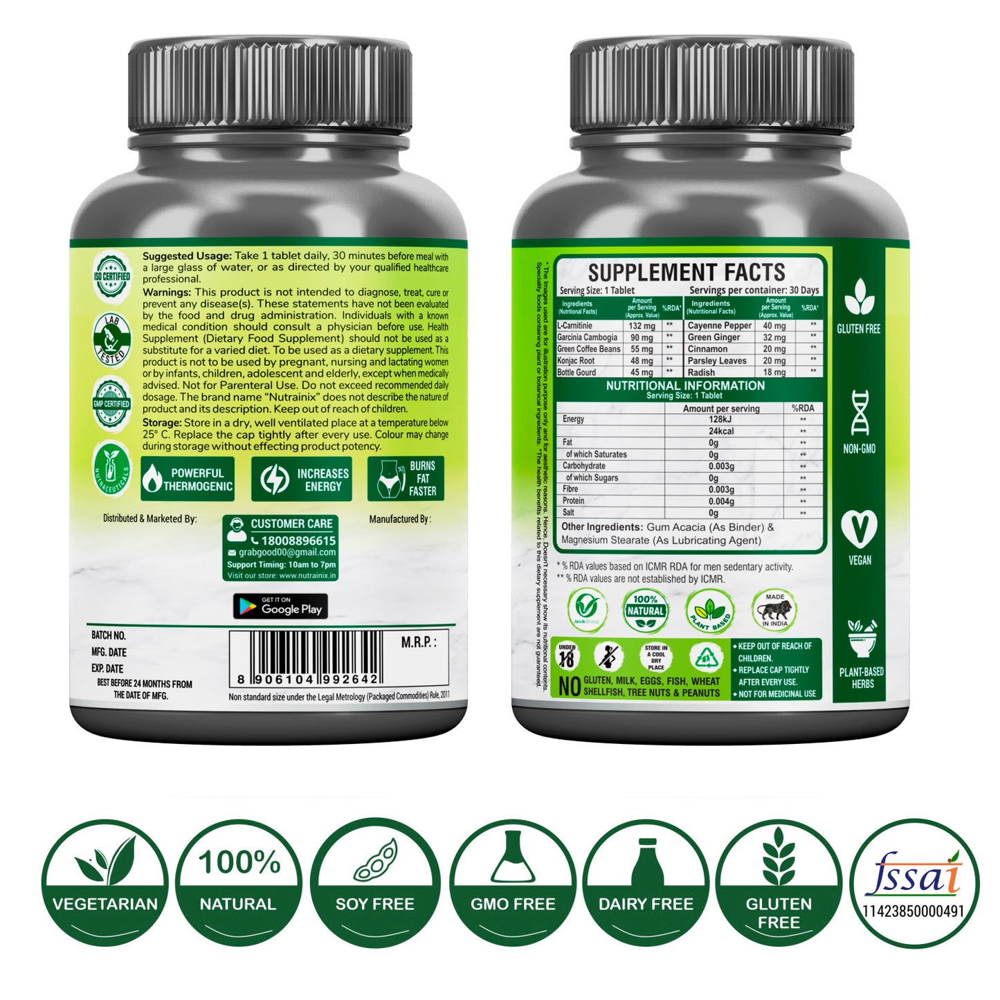 Nutrainix Plant-Based Shred In Day - 30 Vegetarian Tablets