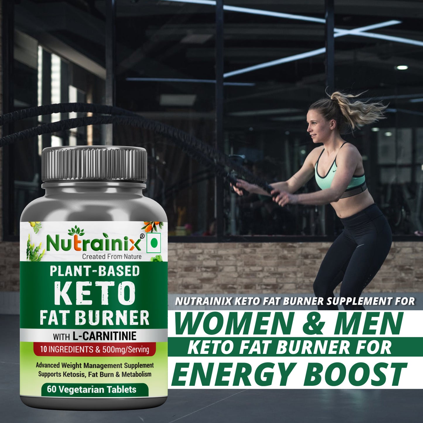 Nutrainix Plant-Based Keto Fat Burner - 60 Vegetarian Tablets