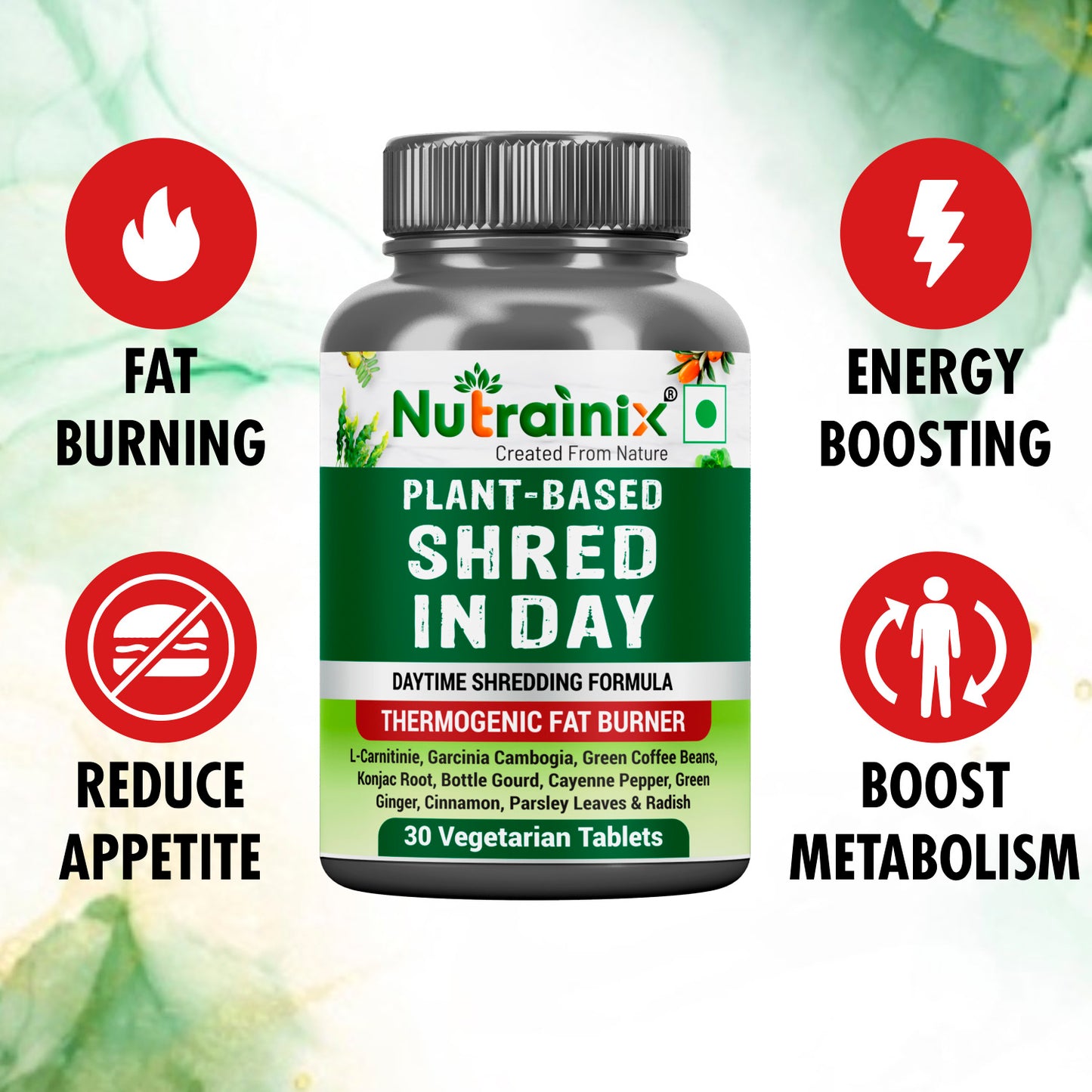 Nutrainix Plant-Based Shred In Day - 30 Vegetarian Tablets