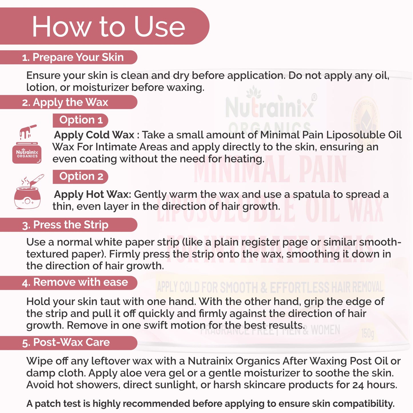 Minimal Pain Liposoluble Oil Wax For Intimate Areas