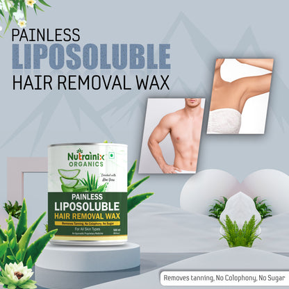 न्यूट्रेनिक्स ऑर्गेनिक्स पेनलेस लिपोसॉल्यूबल एलो वेरा हेयर रिमूवल वैक्स आर्म्स और बिकिनी के लिए - चिकना, कोमल हेयर रिमूवल - 500ml